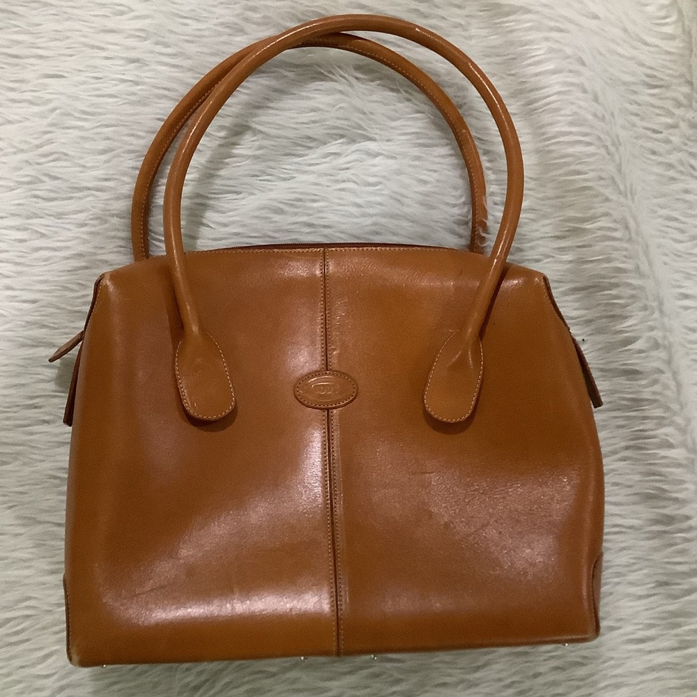 Tods brown large leather shoulder purse